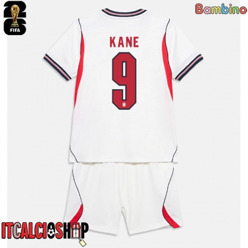 Inghilterra Harry Kane #9 Prima Maglia Bambino Mondiali 2026 Manica Corta (+ Pantaloni corti)